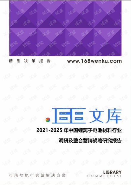 2021 2025年中国锂离子电池材料行业调研及整合营销战略研究报告.pdf